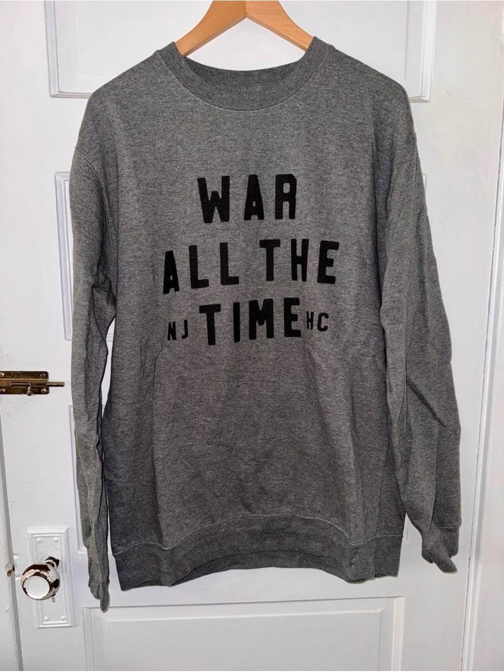 Rare Thursday New Jersey Band War All of the Time Men’s Grey Crewneck Sweater